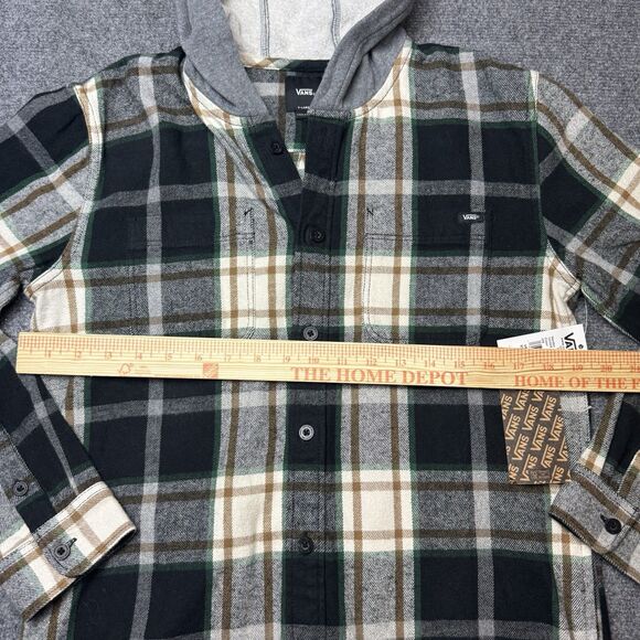 VANS Flannel Hoodie Lopes Boys XL Plaid Button Up Long Sleeve Outdoor Skater IY6 - Picture 7 of 8